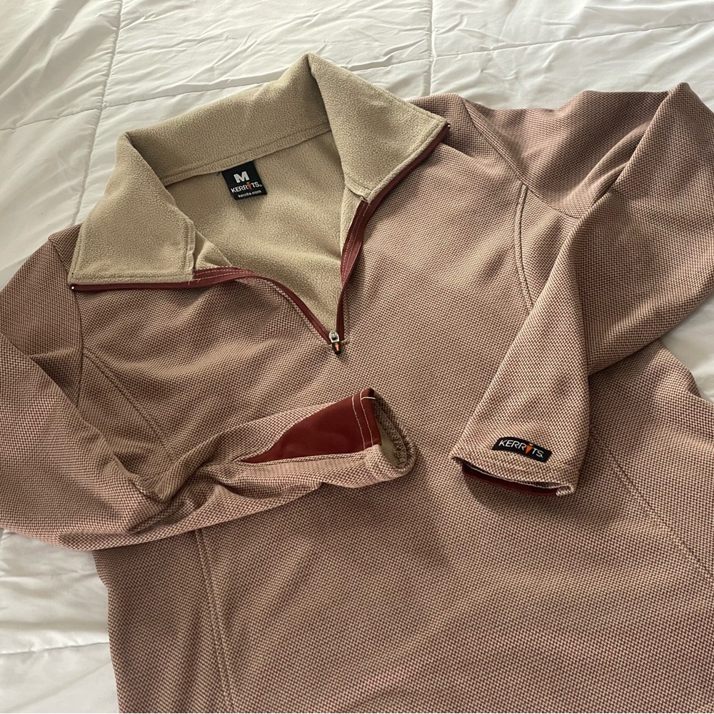 Kerrits Equestrian Pullover Fleece Sweater, Khaki, Medium